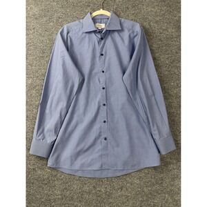 Eton Dress Shirt Men Large Blue Contemporary Fit Gingham Check Cotton Office